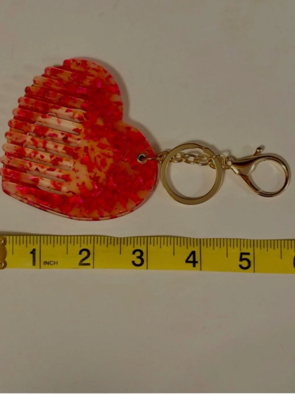 Set of 2 Heart Shaped Comb & Mirror Keychain Purse Charm Travel Compact Pink New